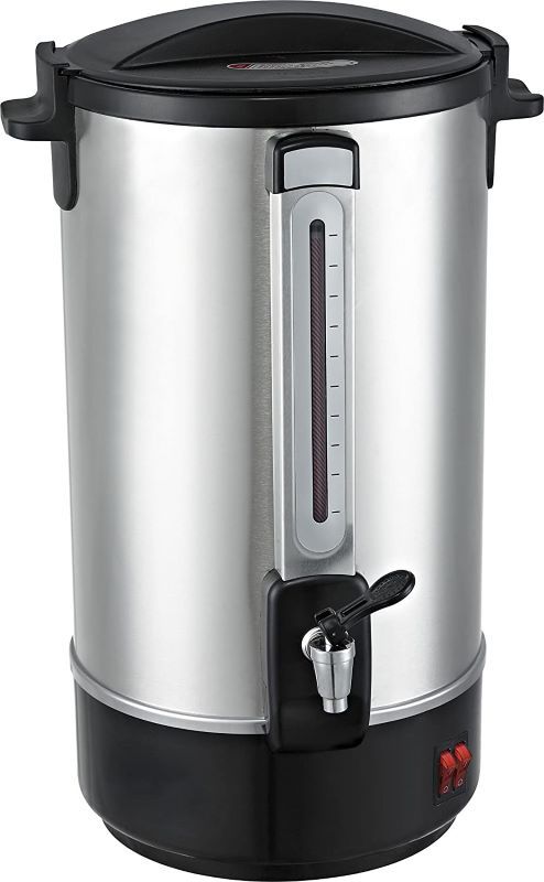Classic Kitchen 40 Cup Capacity Hot Water Boiler Urn with new Twisloc˜  Safety Locking Tap, Metal Spout, Stainless Steel Double Wall and a Unique