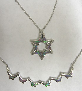 kalligraf flaske Fellow Butterfly / Star of David Opals & 925 Sterling Silver Necklace Sephardy  Traditional Jewelry: Israel Book Shop