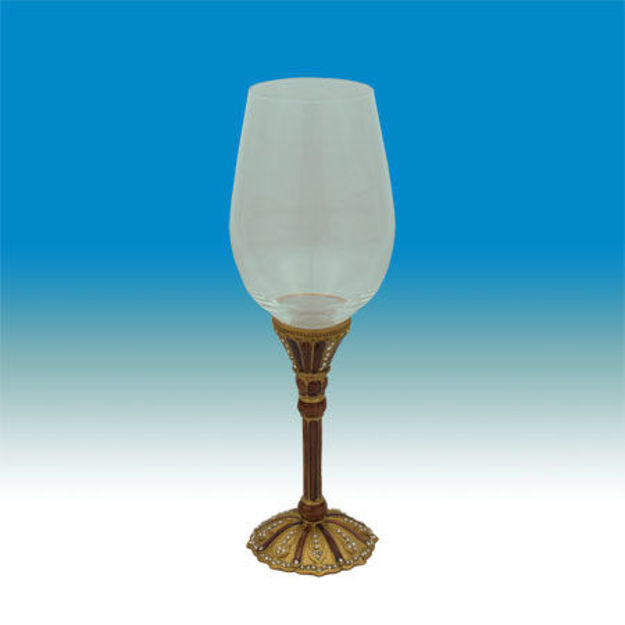 Jeweled Golden Tones Enamel Pearls Kiddush Cup 9.5" Goblet