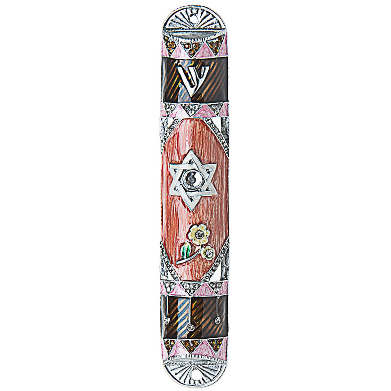 Enamel Jeweled 5" Mezuzah Star of David Gift boxed  Kosher $55 Parchment included
