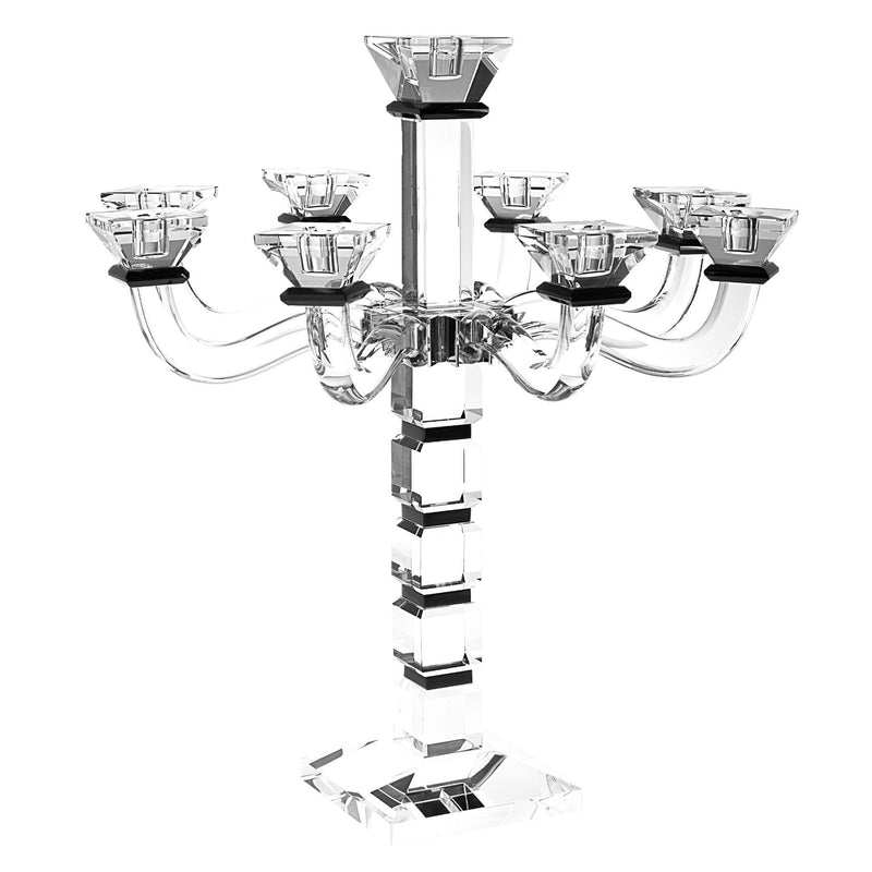 Shabbat Candle Lighting Candelabra with Black accents 9 Branches 19" H
