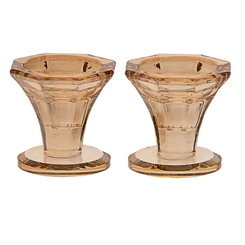 Crystal Shabbat Candlesticks 2" in Gold