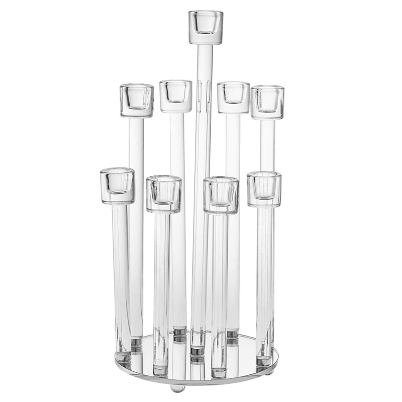 Crystal Shabbat Candle lighting Candelabra with 9 Branches 19" Modern Design