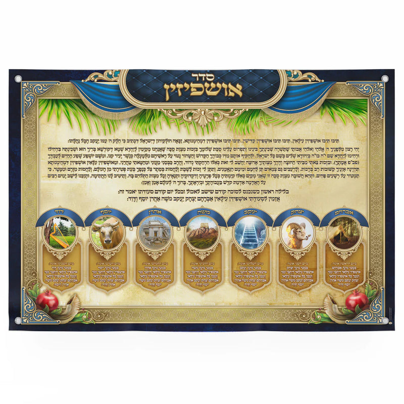 Ushpizin Prayer and Symbols - Vinil Sukkot Poster 18" x 24"