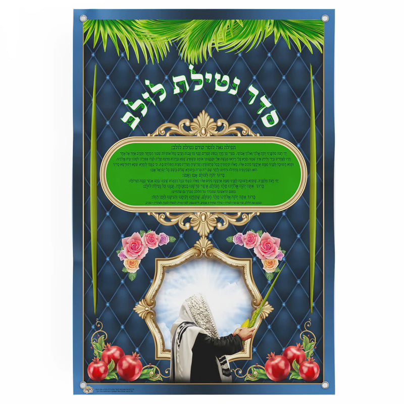 Seder Netilat Lulav and Sukkot Symbols Sukkot Vinyl Poster  20" x 28" Water Proof  Sukkah Decoration
