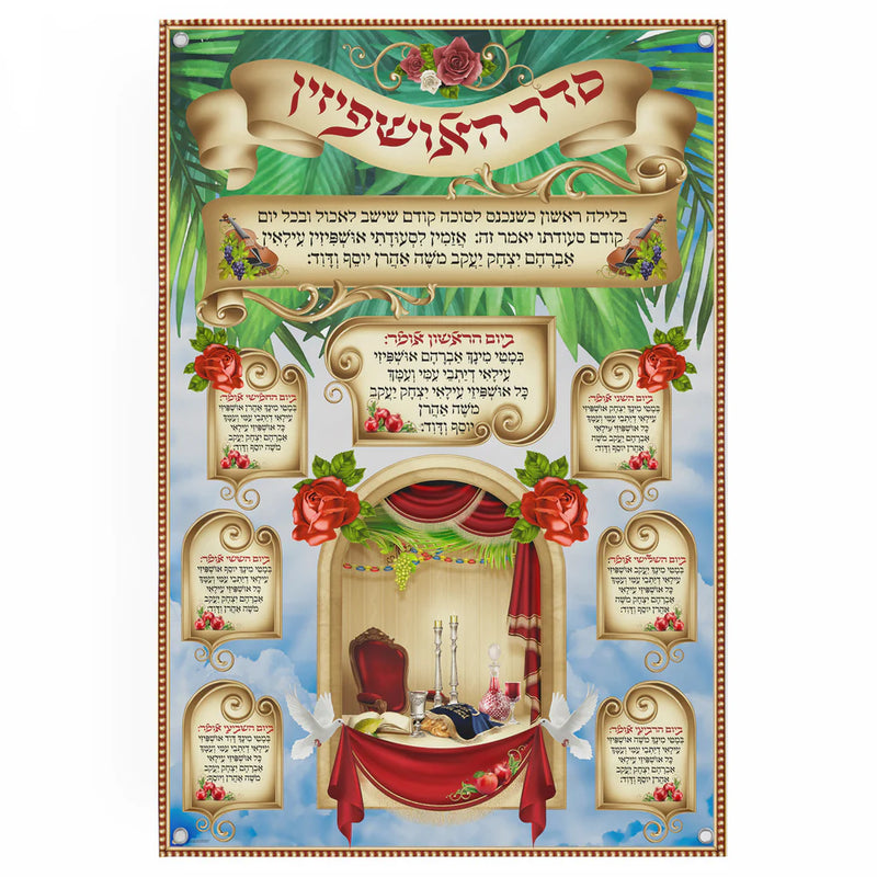 Ushpizin Prayer - Embracing Guests Sukkot Vinyl Poster  20" x 28" Water Proof  Sukkah Decoration