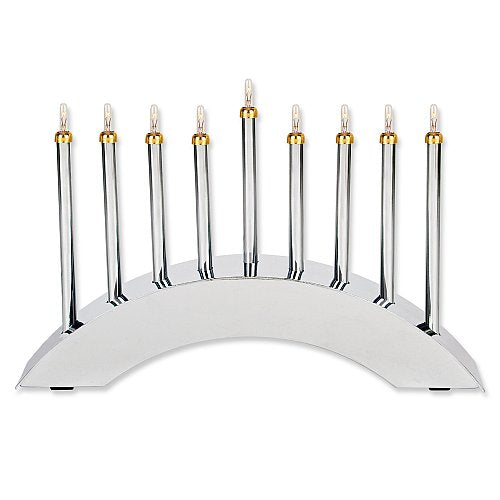 Contemporary Highly Polished Chrome Plated Low Voltage Menorah