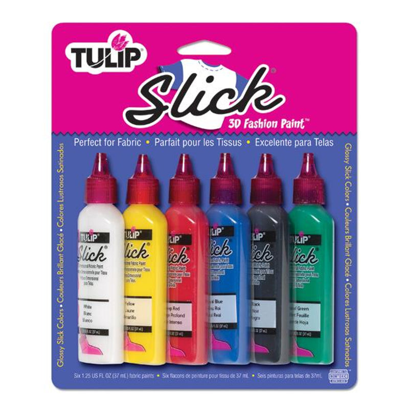 TULIP 3D Fashion Paints Slick Basic Colors - Set of 6 37ml each