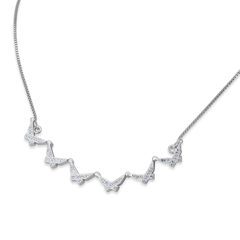 Butterfly Star of David 925 Sterling Silver CZ Reversible Necklace Sephardic Traditional Jewelry