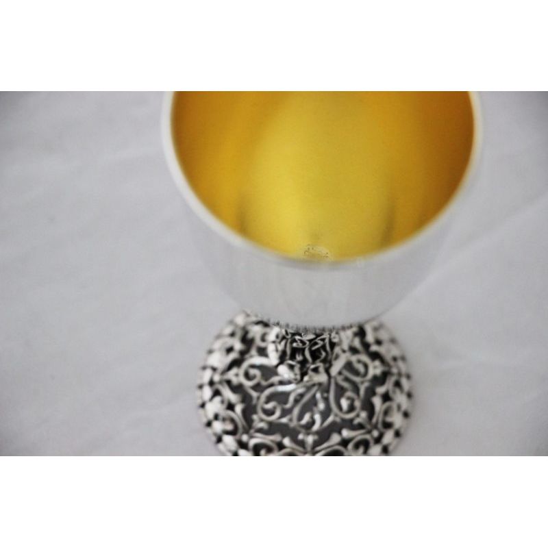 Special Sterling Silver Kiddush Cup with Unique Stem  Made in Israel By NADAV