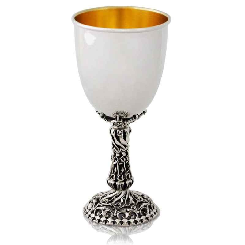 Special Sterling Silver Kiddush Cup with Unique Stem  Made in Israel By NADAV