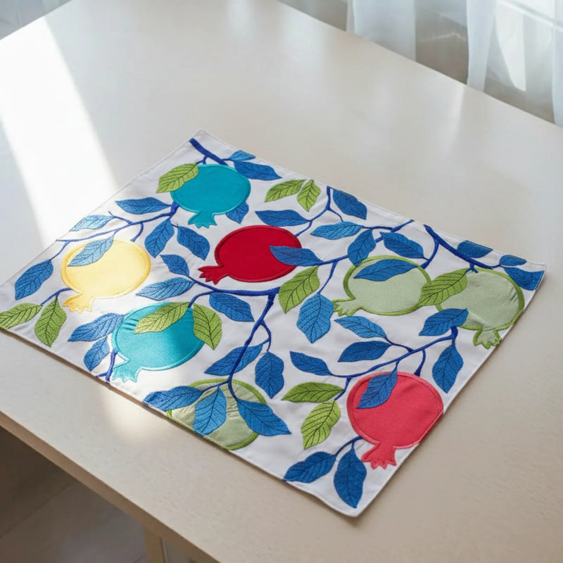 Colorful Grand Pomegranates Challah Cover Bamboo Fabric Eco Friendly Made by Hadarya , Israel