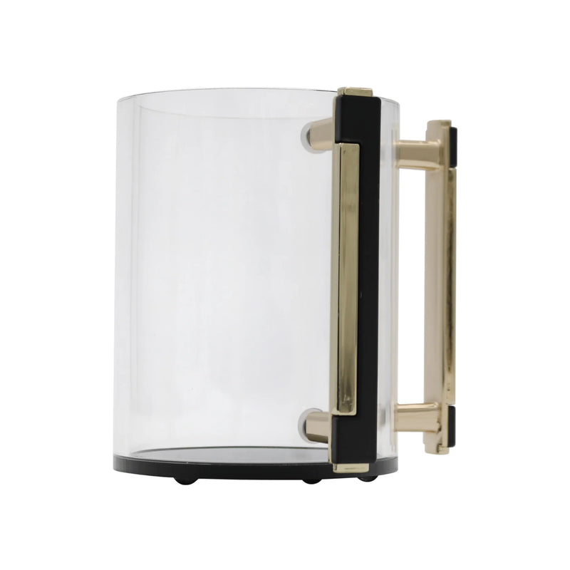 Acrylic Netilat Yadayim Cup for Washing Hands Black / Gold Handles Black Bottom