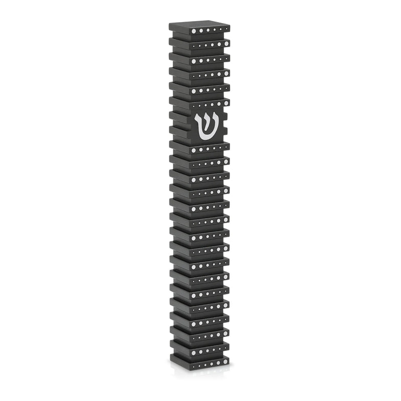 Anodized Aluminum Designer Square Grooved Mezuzah in Solid Black Kosher $55 Parchment included