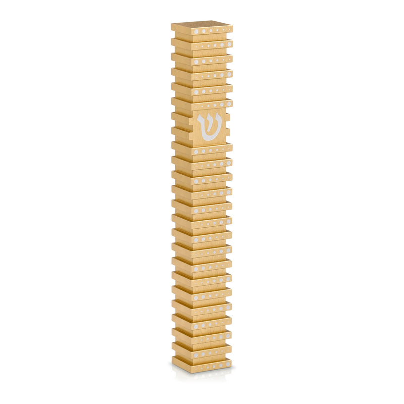 Anodized Aluminum Designer Square Grooved Mezuzah in Solid Gold Kosher $55 Parchment included
