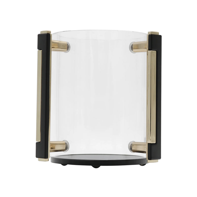 Acrylic Netilat Yadayim Cup for Washing Hands Black / Gold Handles Black Bottom