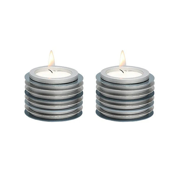 Emanuel Tea Light Shabbat Candlesticks Colorful Anodized Discs