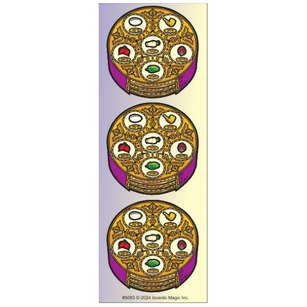 Pesach Kearah Die-cut Passover Seder Plate Jewish Jumbo Stickers Set of 18 Stickers 2.6"