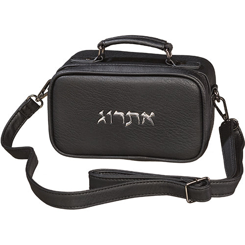 Travelling Faux Black Leather Etrog Holder Esrog Box 7.5" x 4.3"