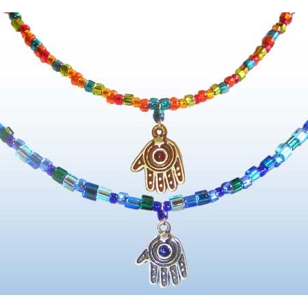 Whimsical Hamsa Multicolored Beads Necklace By Yontifications