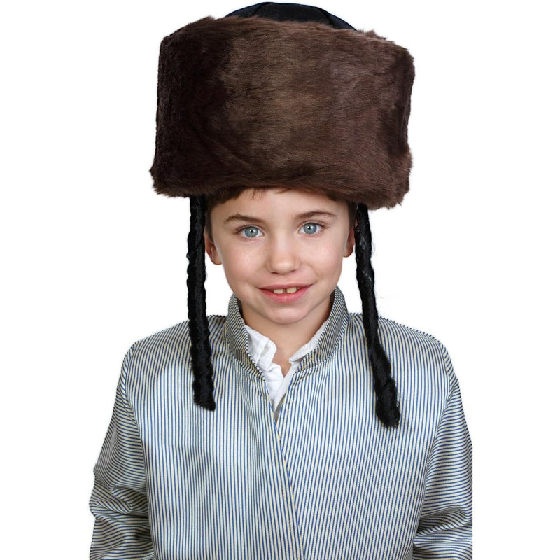 Purim Streimel / Shtreimel with Peyos Fur hat For Purim Traditional Jewish Headgear