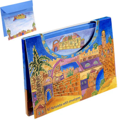 Jerusalem View Notelets and Envelopes with Case by Yair Emanuel Set pf 10