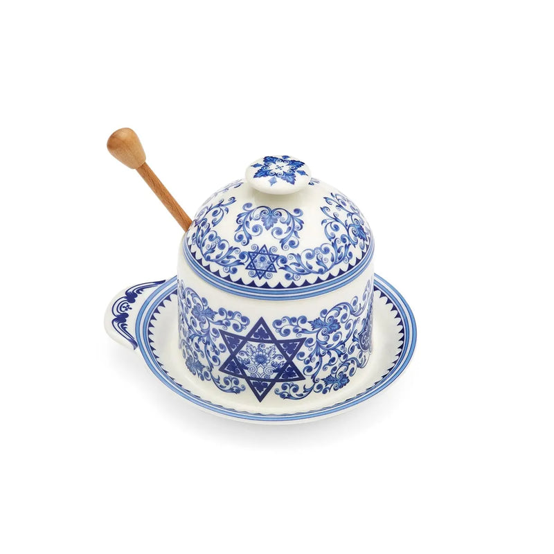 Spode Judaica Renaissance Honey Pot  Dish with Drizzler
