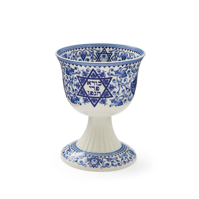 Spode Judaica Blue Renaissance Large Kiddush Cup 6" Fine Porcelain