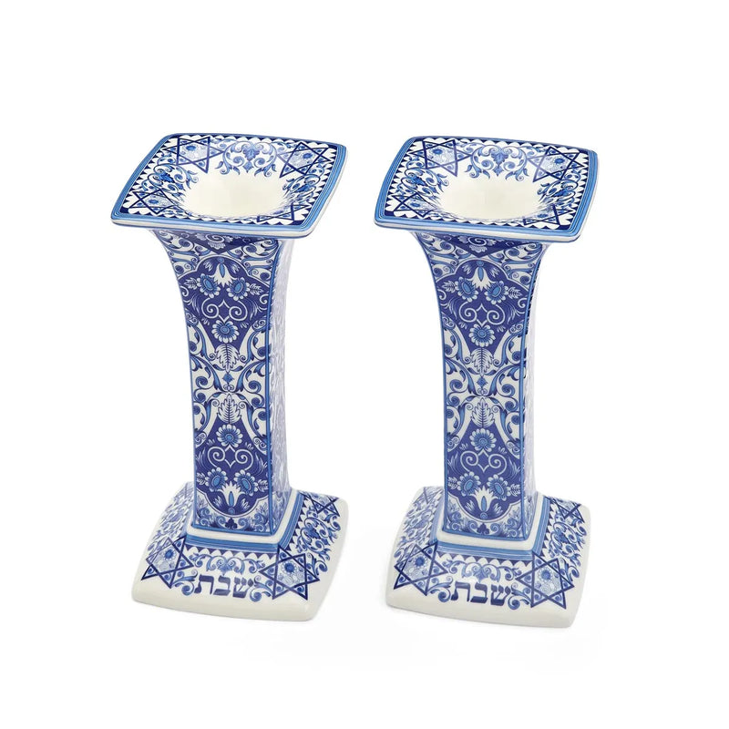 Renaissance Spode Judaica Shabbat Candlesticks 7.5" Set of 2