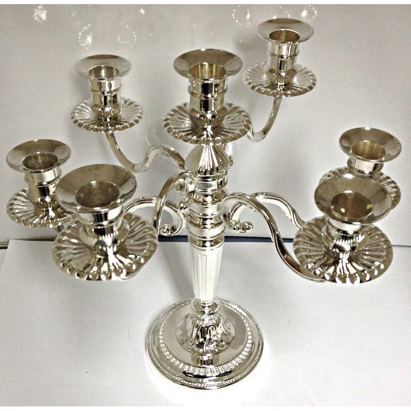 7 Branch Silverplated Shabbat Candle Lighting Candelabra 11" High