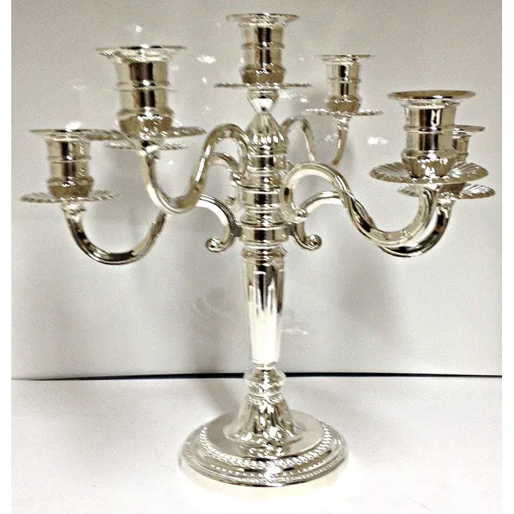 7 Branch Silverplated Shabbat Candle Lighting Candelabra 11" High