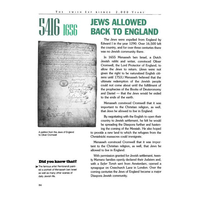 THE JEWISH EXPERIENCE: 2000 YEARS A Collection of Significant Events By Rabbi Nachman Zakon