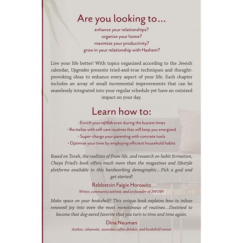 Upgrades Life-Changing Habits For The Jewish Woman Chaya Fried