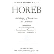 Horeb: A Philosophy of Jewish Laws and Observances cover image