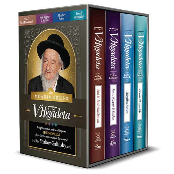 V'Higadeta Insights, stories, and teachings from HaRav Yaakov Galinsky - The Moadim Series - 4 Volume Set
