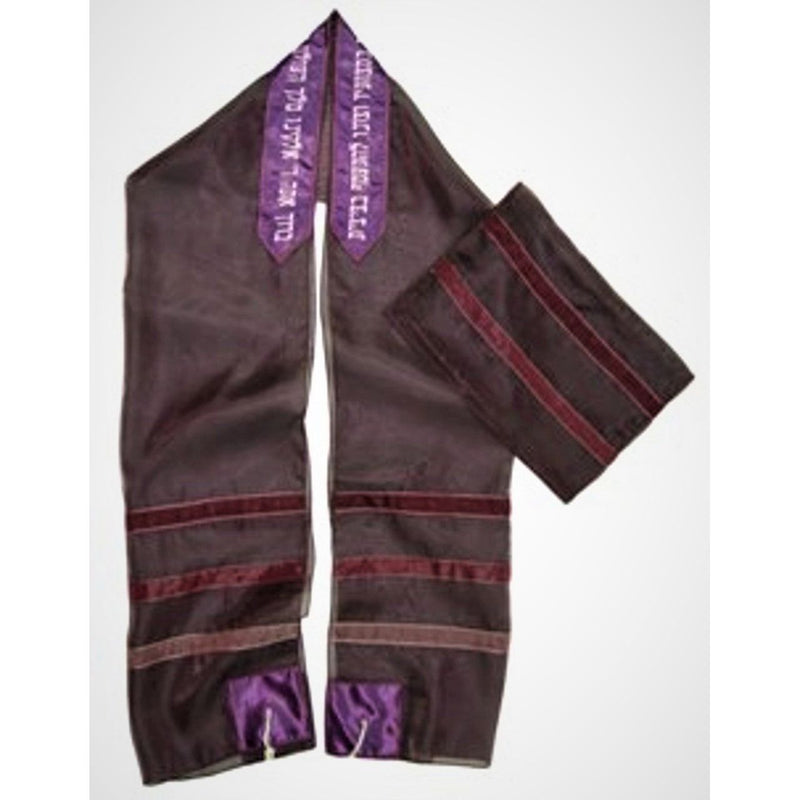Designer Purple Ice Organza Tallit Set Made in Israel by Rikmat Elimelech