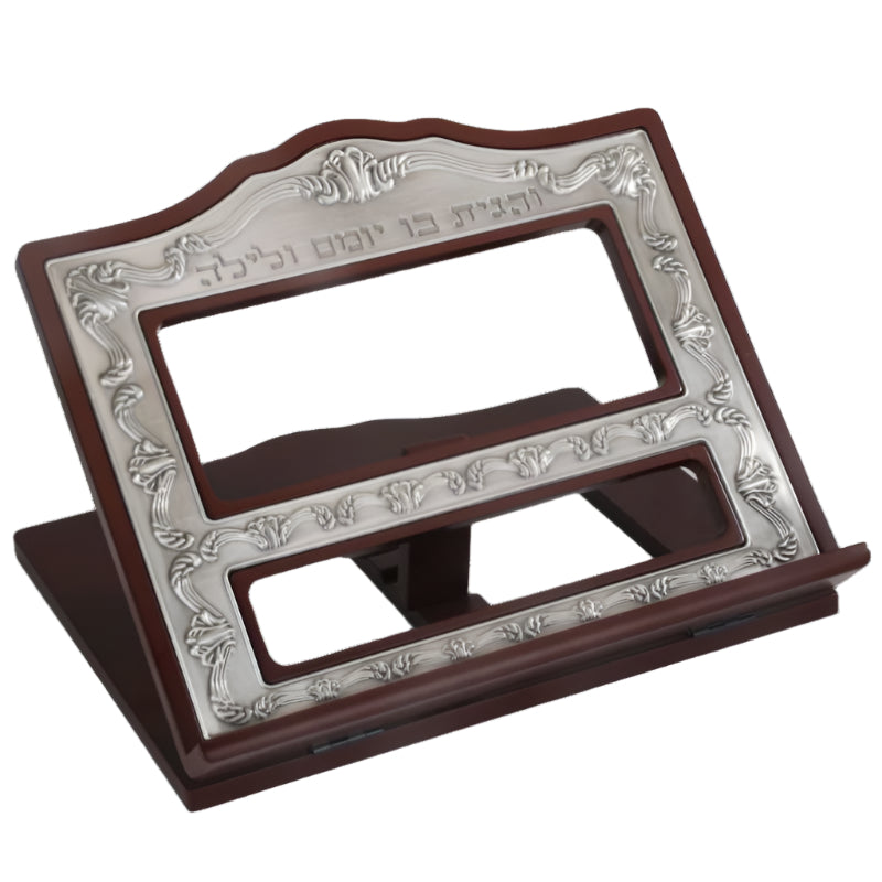 Wooden Pewter Plated Table Book Stand  Shtender