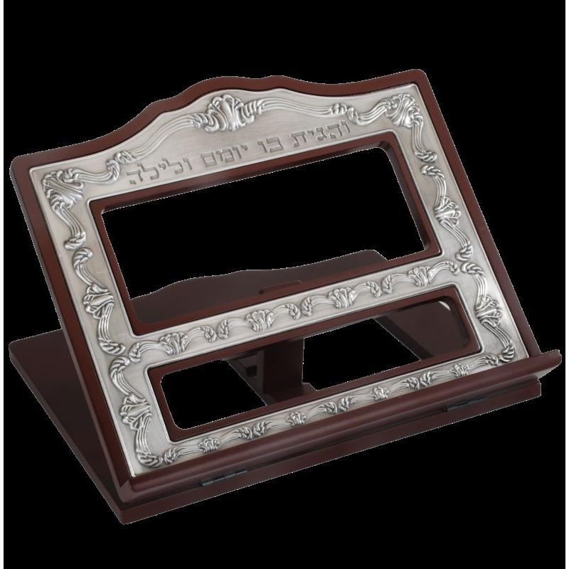 Wooden Pewter Plated Table Book Stand  Shtender