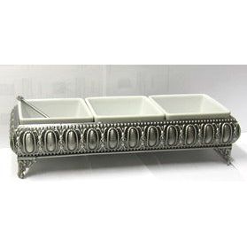 Pewter 3 Sectional Dish with Square Bowls