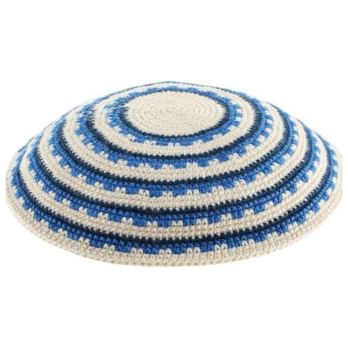 Special Knit White Center Crochet Kippah Yarmulke 5" - 6" Design May very