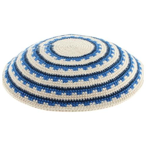 Special Knit White Center Crochet Kippah Yarmulke 5" - 6" Design May very