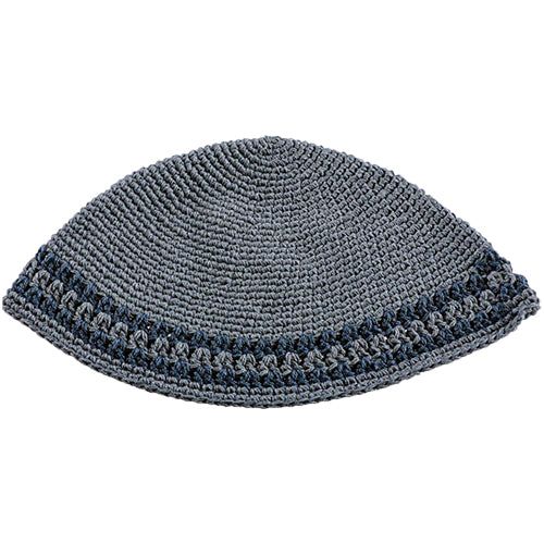 Frik Kippah Large Knit Yarmulke in Grey Design May Vary