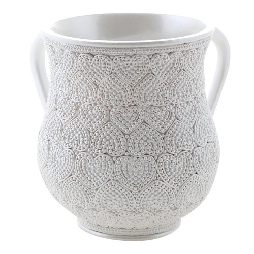 Pearl Hearts Embellished Netilat Yadaim Resin Washing Cup
