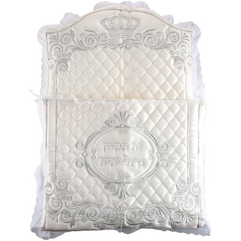 BRIT Bris Mila PILLOW "Crown" with Silver Embroidery and White Lace