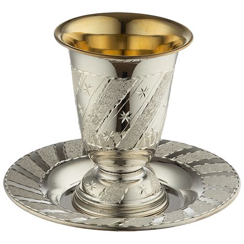 Silver Plated Kiddush Cup / Becher with Saucer