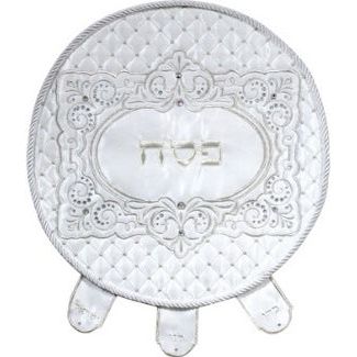 Embroidered & Embellished Round Passover Matzah Cover with Plastic Zipped cover
