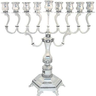 Diamond Chanukah Menorah Silver Plated 14" high