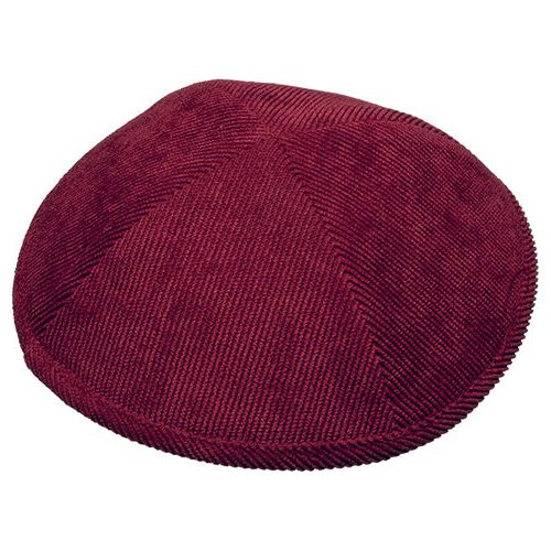 Corduroy Cotton Fabric Kippah Yarmulke Available in Red Wine Color and Emerald Green