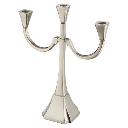 Modern Design Aluminum Candelabra Shabbat 3 Branch Candle Holder 13.7"