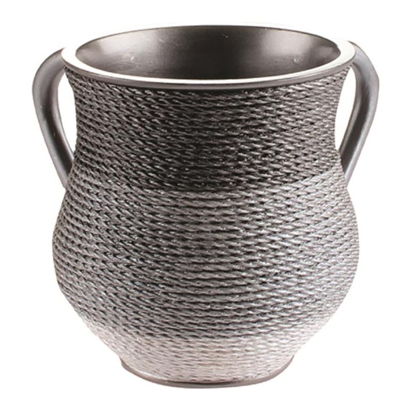 Contemprary Netilat Yadayim Washing Cup Ropes Design in Shades of Grey